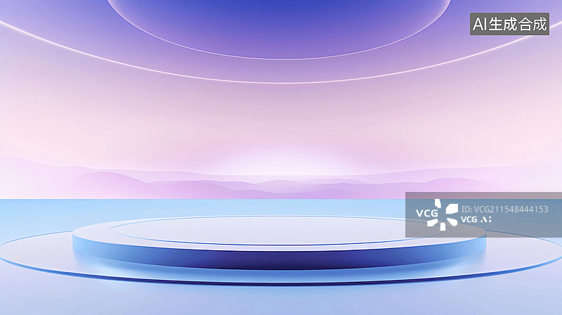 【AI数字艺术】蓝紫色曙暮光电商产品展台抽象科技背景图片素材