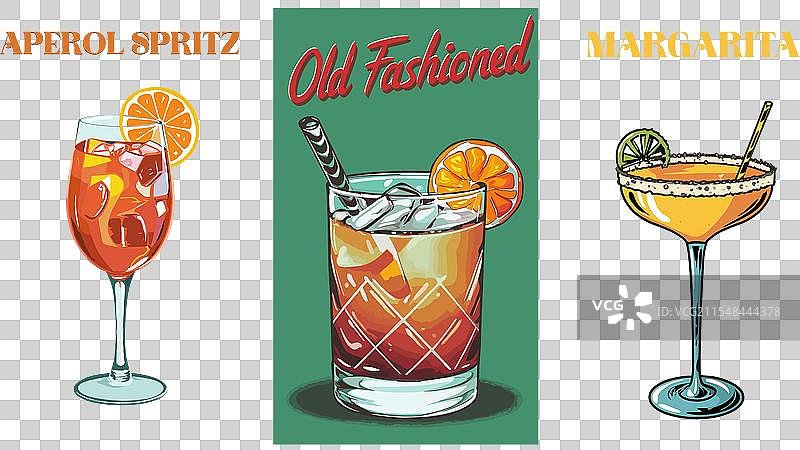 鸡尾酒复古海报墙面艺术图片素材