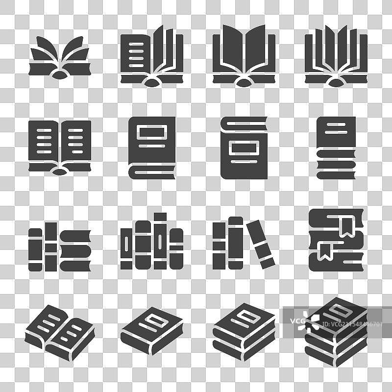 书籍实心图标集图片素材