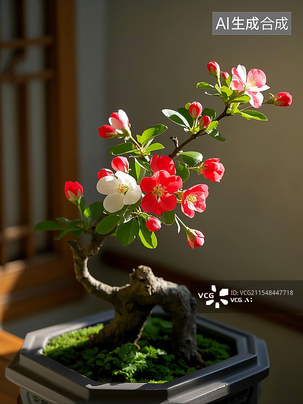 【AI数字艺术】红白花卉盆栽图片素材