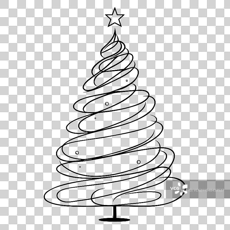 极简主义的圣诞树，带有螺旋设计和一个图片素材