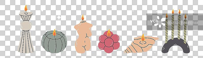 冬季节日蜡烛套装图片素材