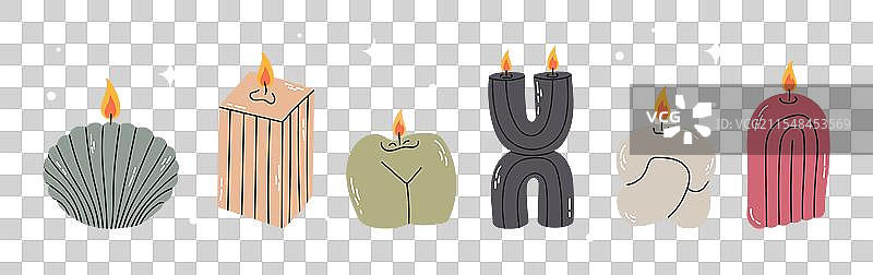 冬季假日蜡烛套装图片素材