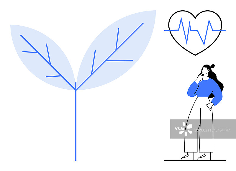 健康与养生概念，叶子与心跳结合图片素材