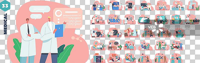 孤立的元素与医务人员和医生图片素材