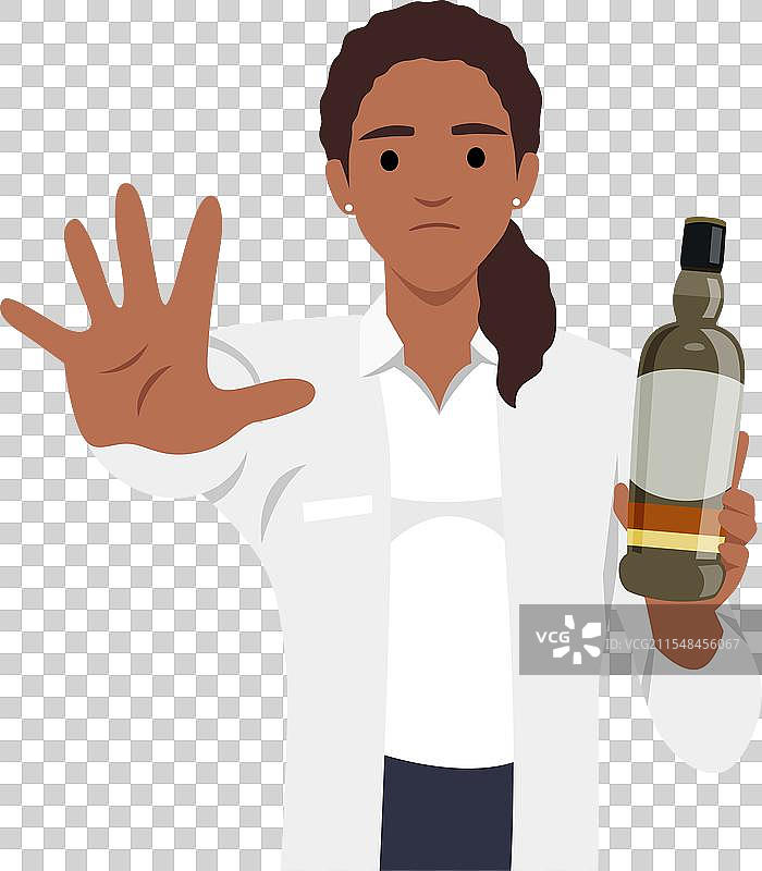 年轻女医生在劝阻停止饮酒图片素材