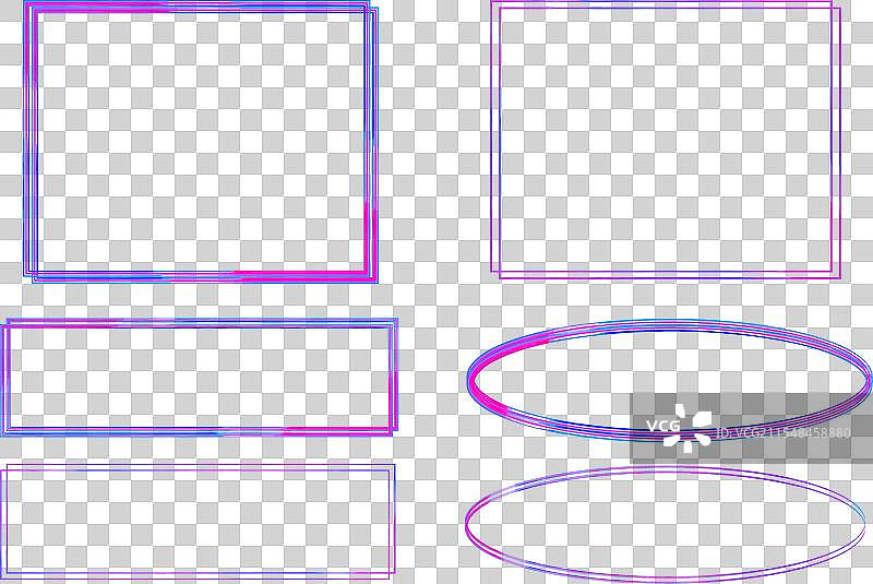 明亮的紫蓝色霓虹抽象框架套装图片素材
