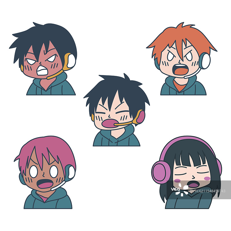 一组可爱的男孩女孩游戏动漫卡通角色图片素材