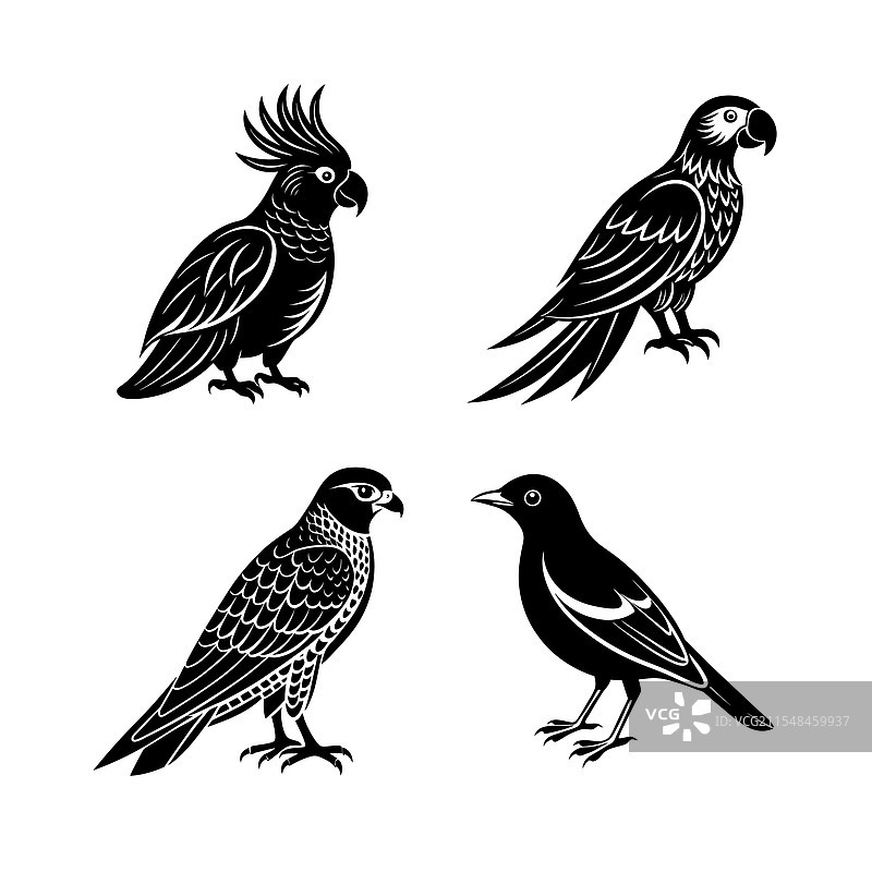 家禽鸟类动物剪影合集图片素材