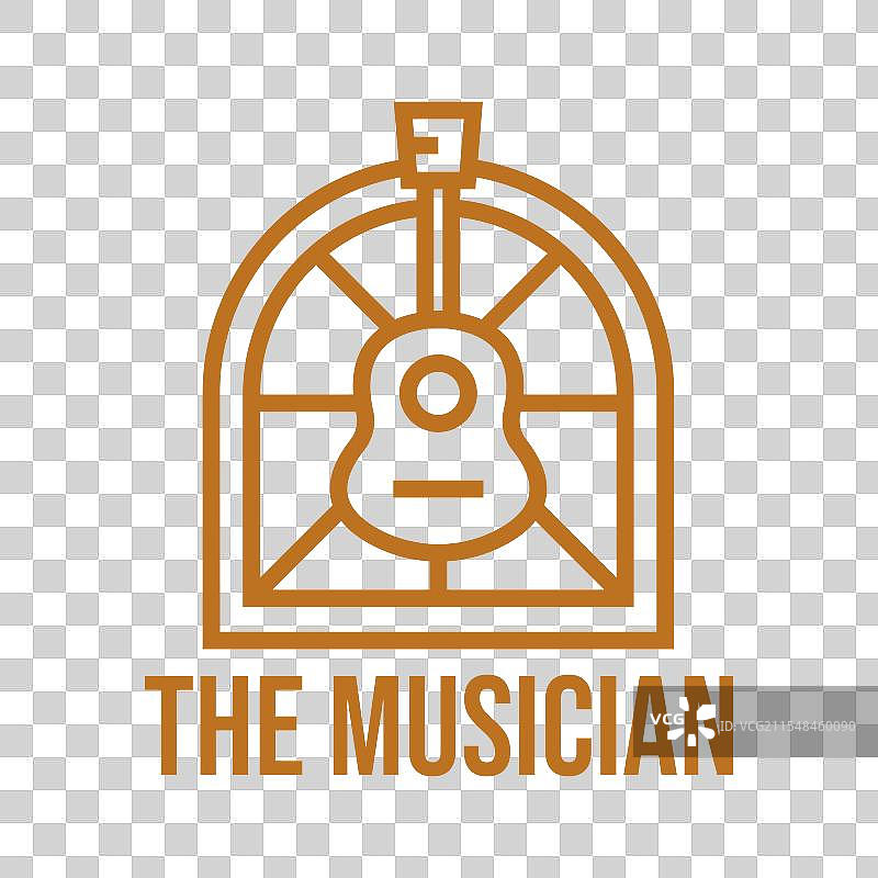 音乐家扁平极简风格的标志设计图片素材