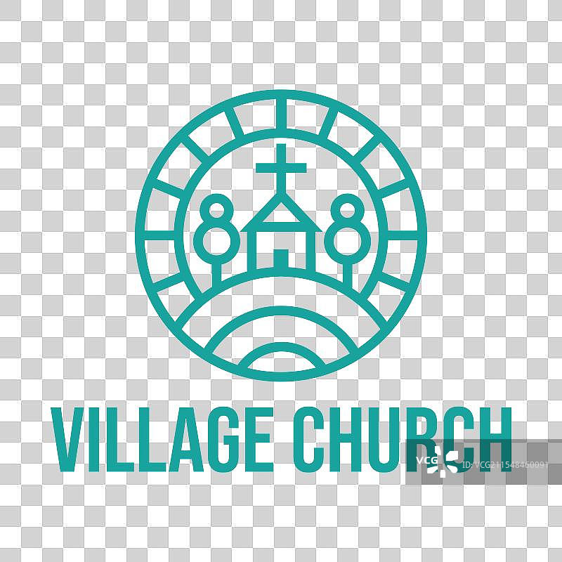 村庄教堂扁平极简风格标志设计图片素材