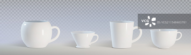 不同形状的咖啡杯模型套件图片素材
