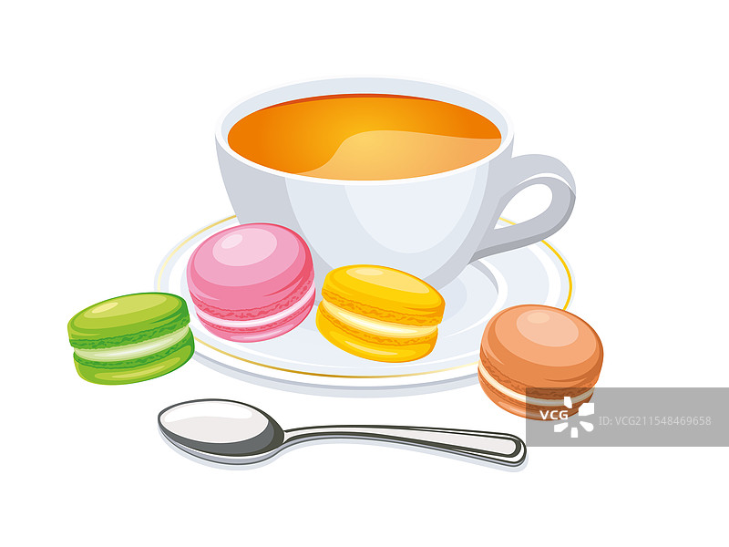 茶杯和五彩马卡龙图标图片素材