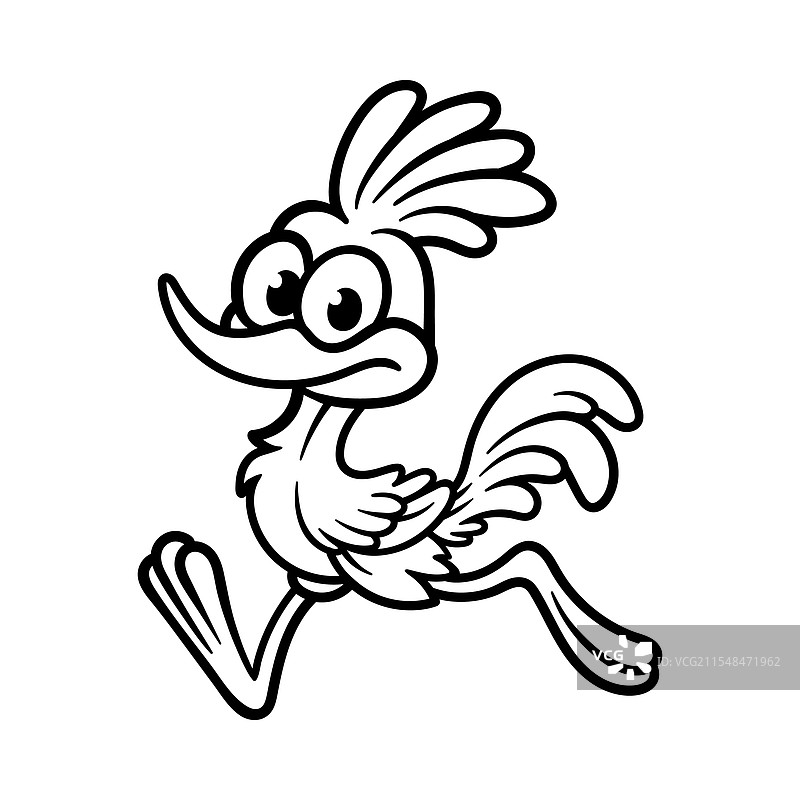 有趣可爱的奔跑鸟子弹鸟卡通形象，独立展示图片素材