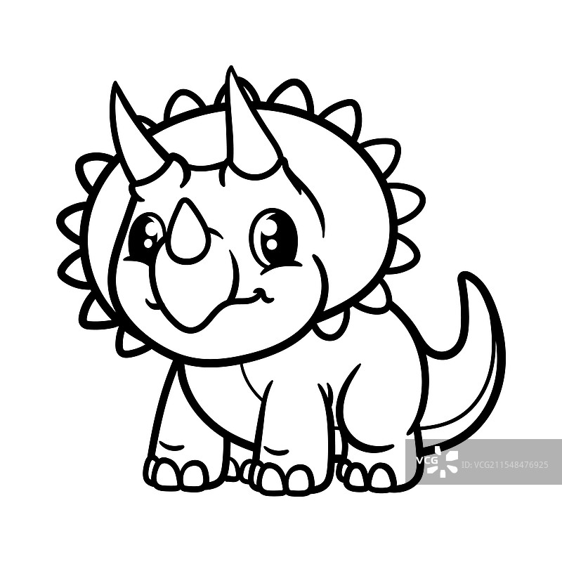 可爱的三角龙卡通角色，独立展示图片素材