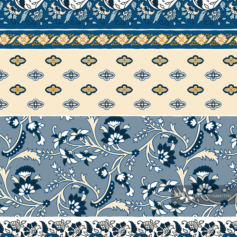 优雅的拼布图案与民族花卉图片素材