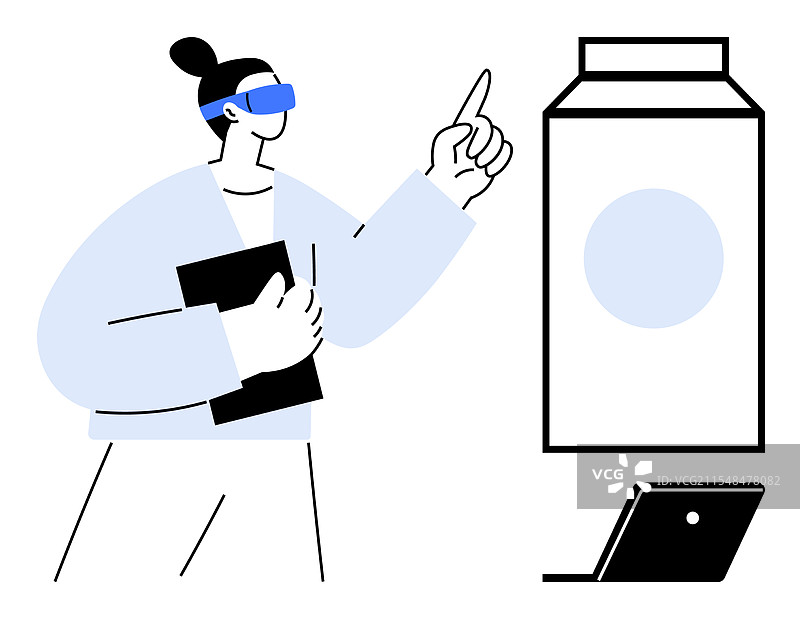 佩戴虚拟现实头盔的人正在互动图片素材