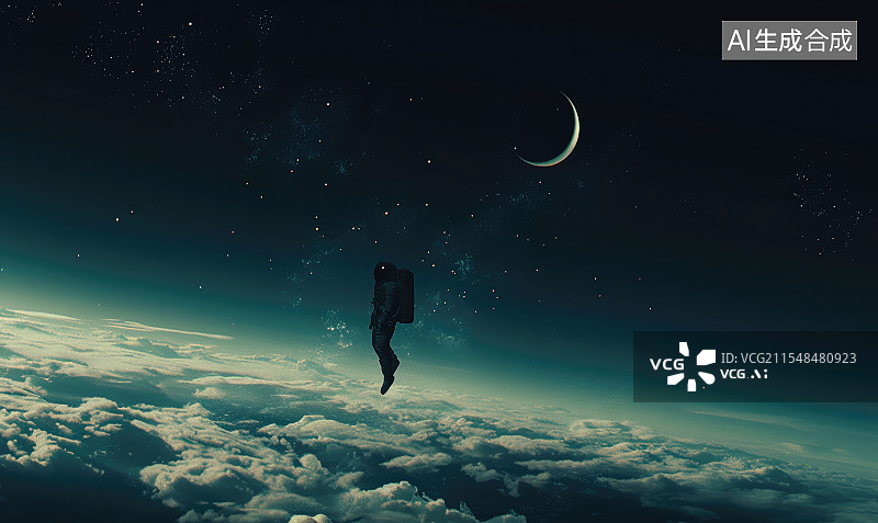 【AI数字艺术】太空漫游，宇宙科幻题材，宇航员图片素材