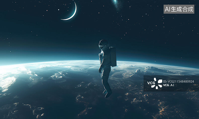 【AI数字艺术】太空漫游，宇宙科幻题材，宇航员图片素材