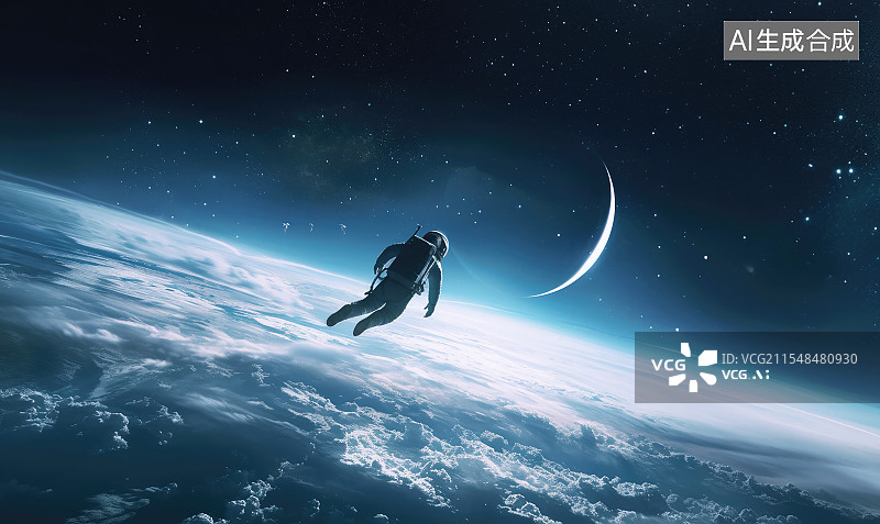 【AI数字艺术】太空漫游，宇宙科幻题材，宇航员图片素材