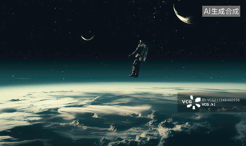 【AI数字艺术】太空漫游，宇宙科幻题材，宇航员图片素材
