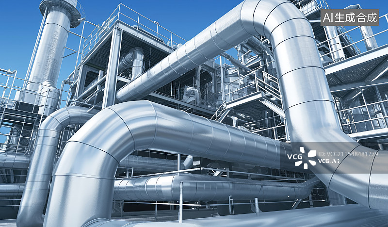 【AI数字艺术】工业管道，金属质感，输送能源和石油图片素材