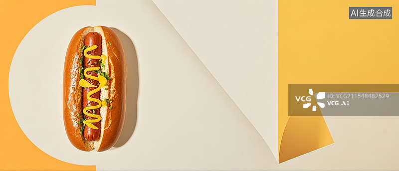 【AI数字艺术】热狗面包海报风格版面设计背景图图片素材