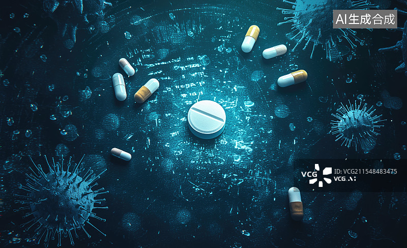 【AI数字艺术】药品和病毒的防护概念图片素材