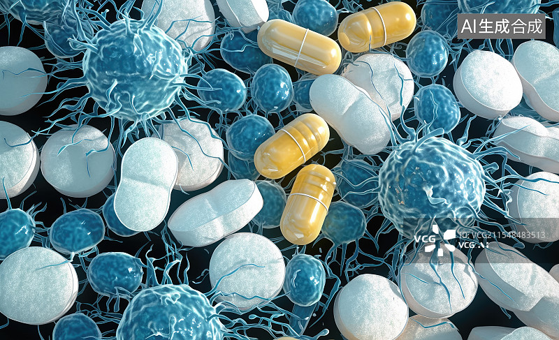 【AI数字艺术】药品和病毒的防护概念图片素材