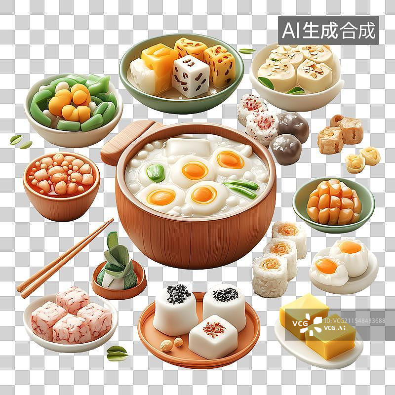 【AI数字艺术】3D卡通火锅等美食类元素图片素材