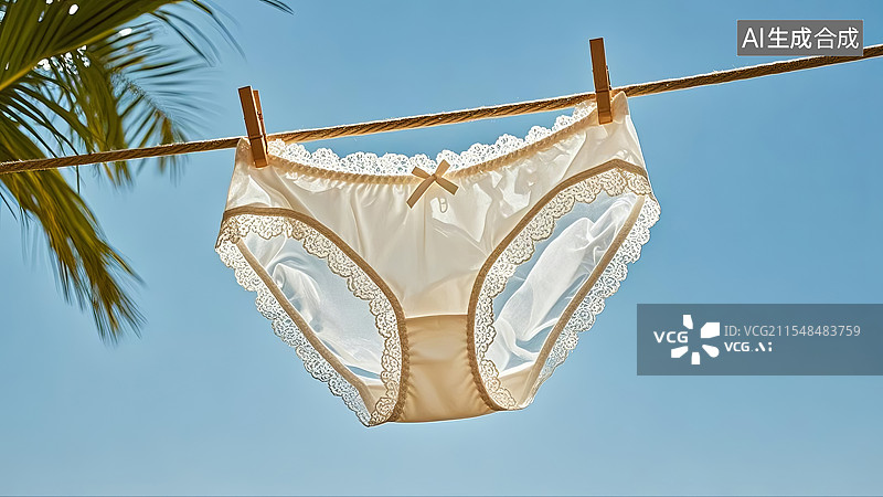 【AI数字艺术】性感女性蕾丝内裤凉晒插画图片素材