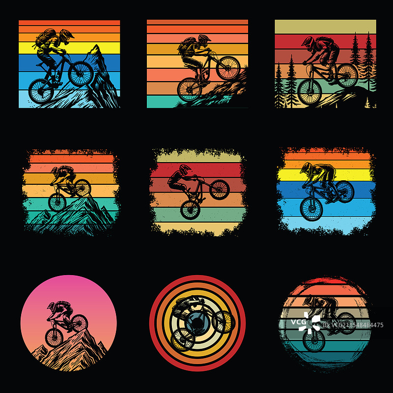 复古山地自行车冒险套装图片素材