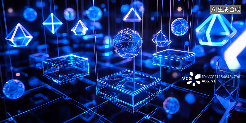 【AI数字艺术】量子计算核心展示场景图片素材