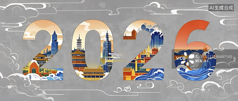 【AI数字艺术】国潮风数字2026图片素材