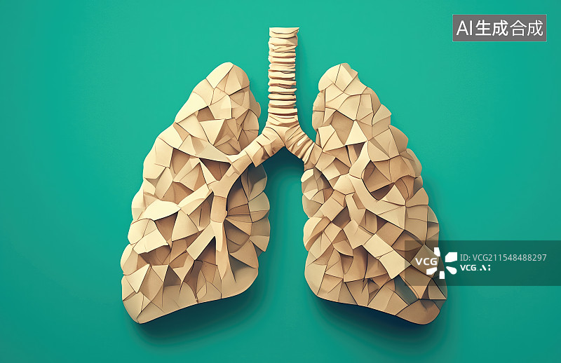 【AI数字艺术】由废旧纸张组成的肺部，关爱肺部健康图片素材