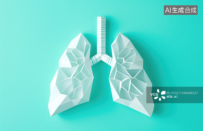 【AI数字艺术】由废旧纸张组成的肺部，关爱肺部健康图片素材