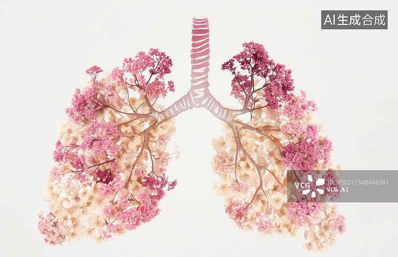 【AI数字艺术】肺部开满了鲜花，关爱肺部健康图片素材