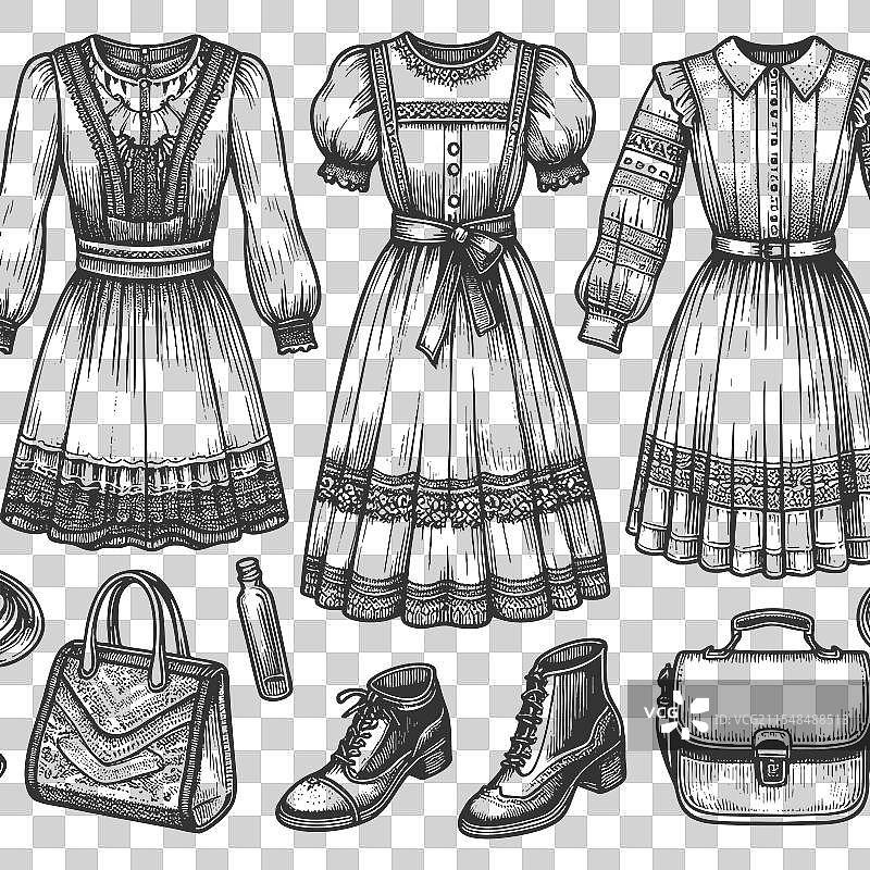 女性时尚，搭配裙子和配饰图片素材