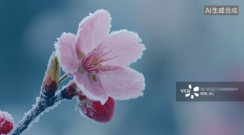 【AI数字艺术】美丽的粉红色冰花图片素材