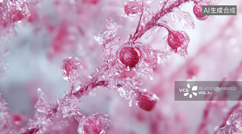 【AI数字艺术】美丽的粉红色冰花图片素材