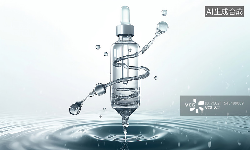 【AI数字艺术】化妆品精华液，精华水分子图片素材