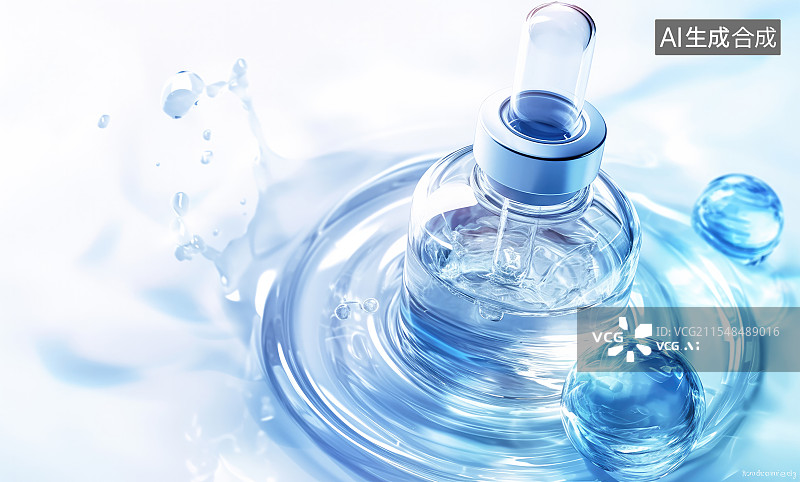 【AI数字艺术】化妆品精华液，精华水分子图片素材