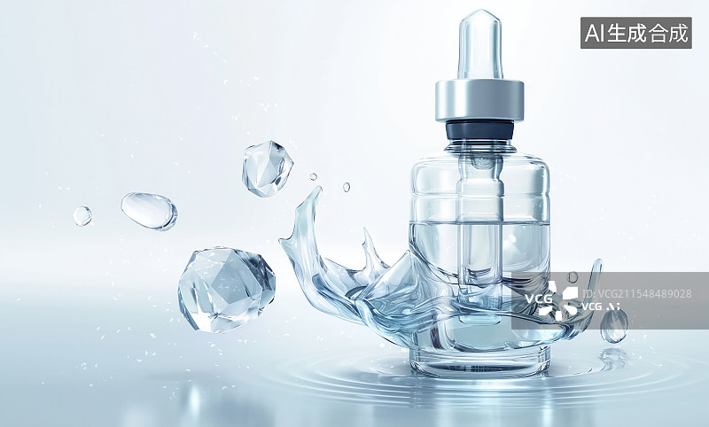 【AI数字艺术】化妆品精华液，精华水分子图片素材