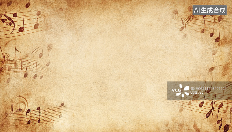 【AI数字艺术】古旧乐谱背景图片素材
