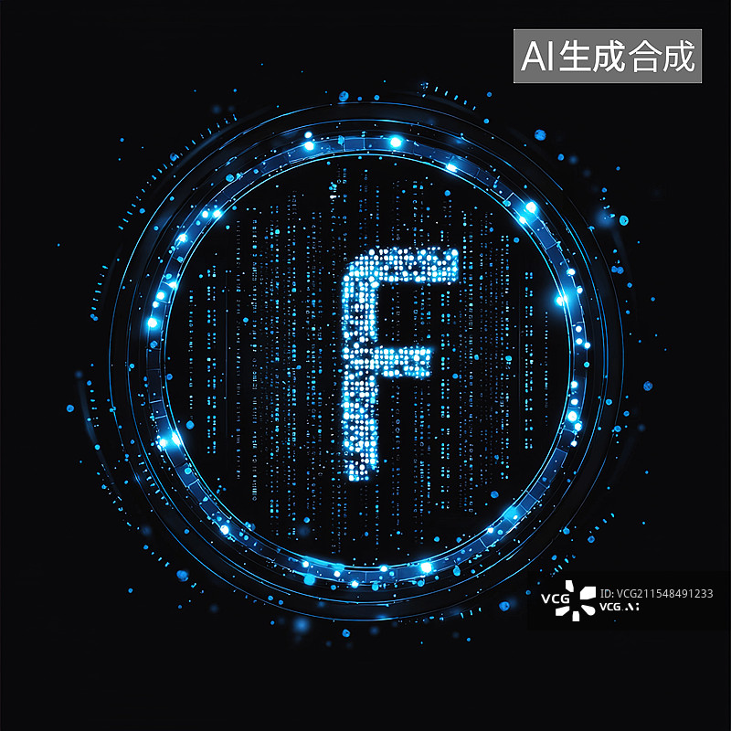 【AI数字艺术】字母F的科技感渲染图片素材