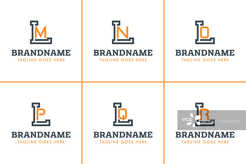 字母lm ln lo lp lq lr 单字母组合标志集图片素材