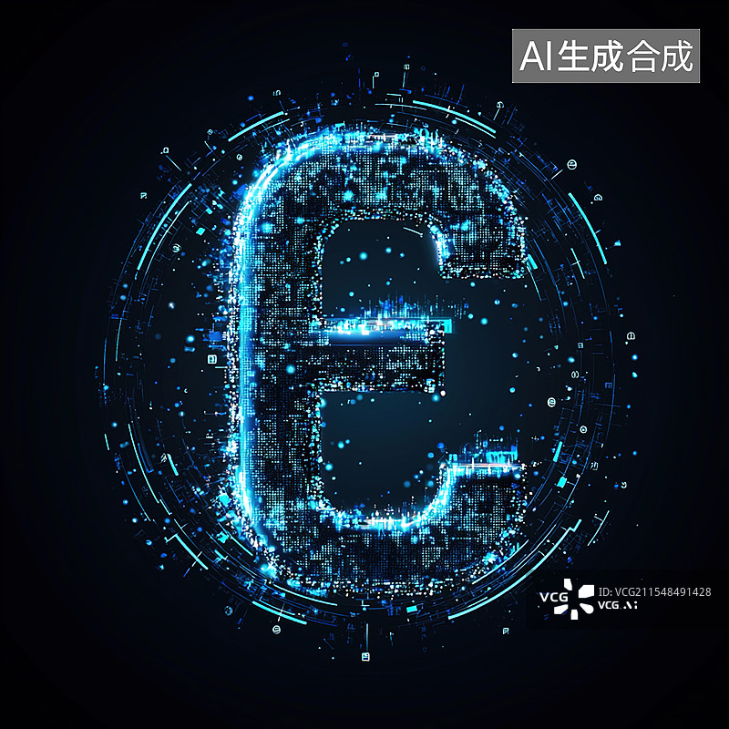 【AI数字艺术】字母E的科技感渲染图片素材