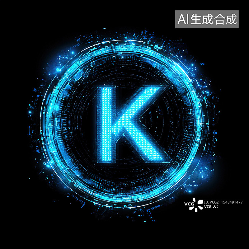 【AI数字艺术】字母K的科技感渲染图片素材