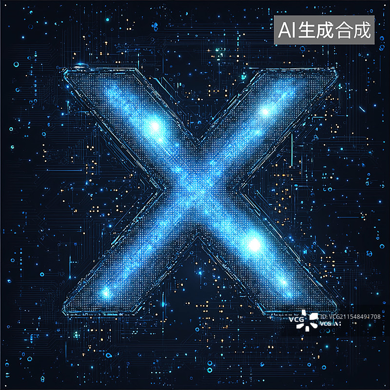 【AI数字艺术】字母X的科技感渲染图片素材