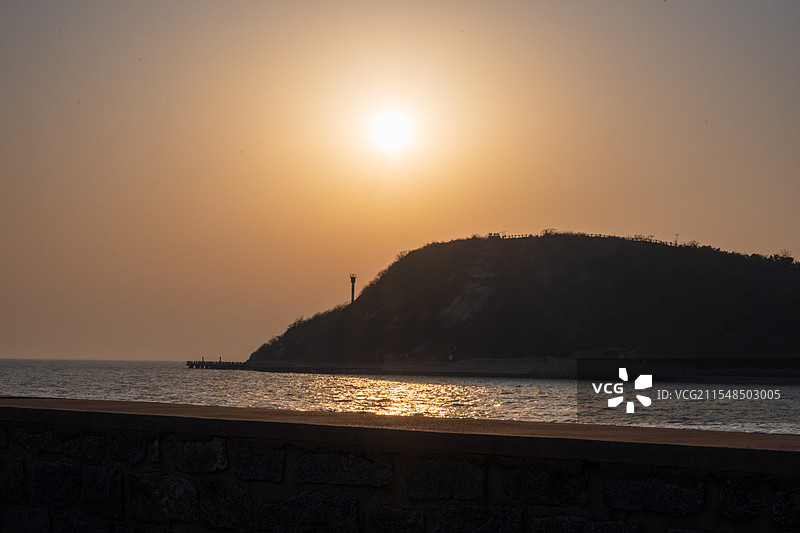 秦山岛日落图片素材